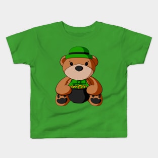 St. Patrick's Day Pot o' Gold Teddy Bear Kids T-Shirt